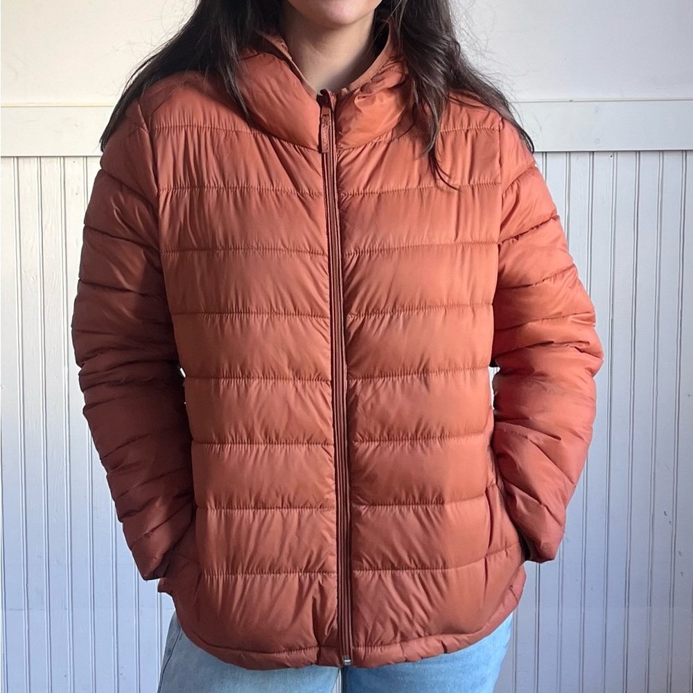 Orange Packable Puffer Jacket